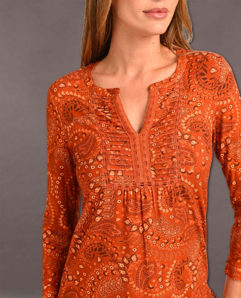 Keyla 3/4 Sleeve Blouse Burnt Henna - clearpathherbicide