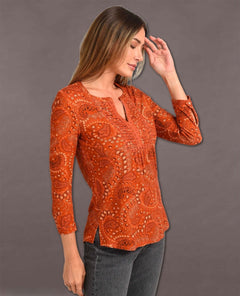 Keyla 3/4 Sleeve Blouse Burnt Henna - clearpathherbicide