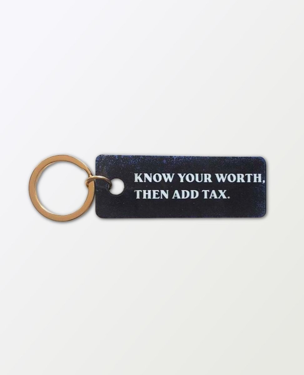 Know Your Worth Add Tax Keychain - PINK ARROWS