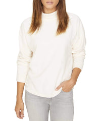 Kyla Mock Neck Pullover, Salt - PINK ARROWS