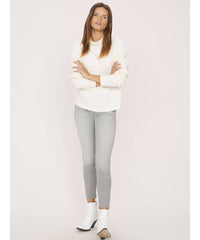 Kyla Mock Neck Pullover, Salt - PINK ARROWS