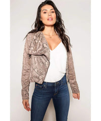 Kylie Drapey Moto Jacket Cobra - PINK ARROWS