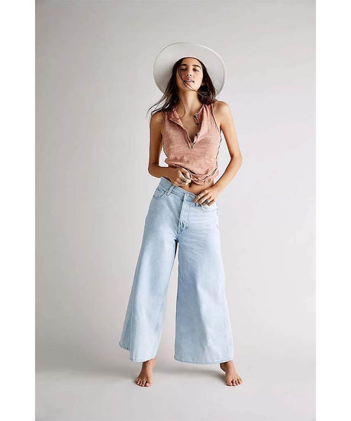 Landry Wide Leg Crop Bay Blue - miamidrugpossession