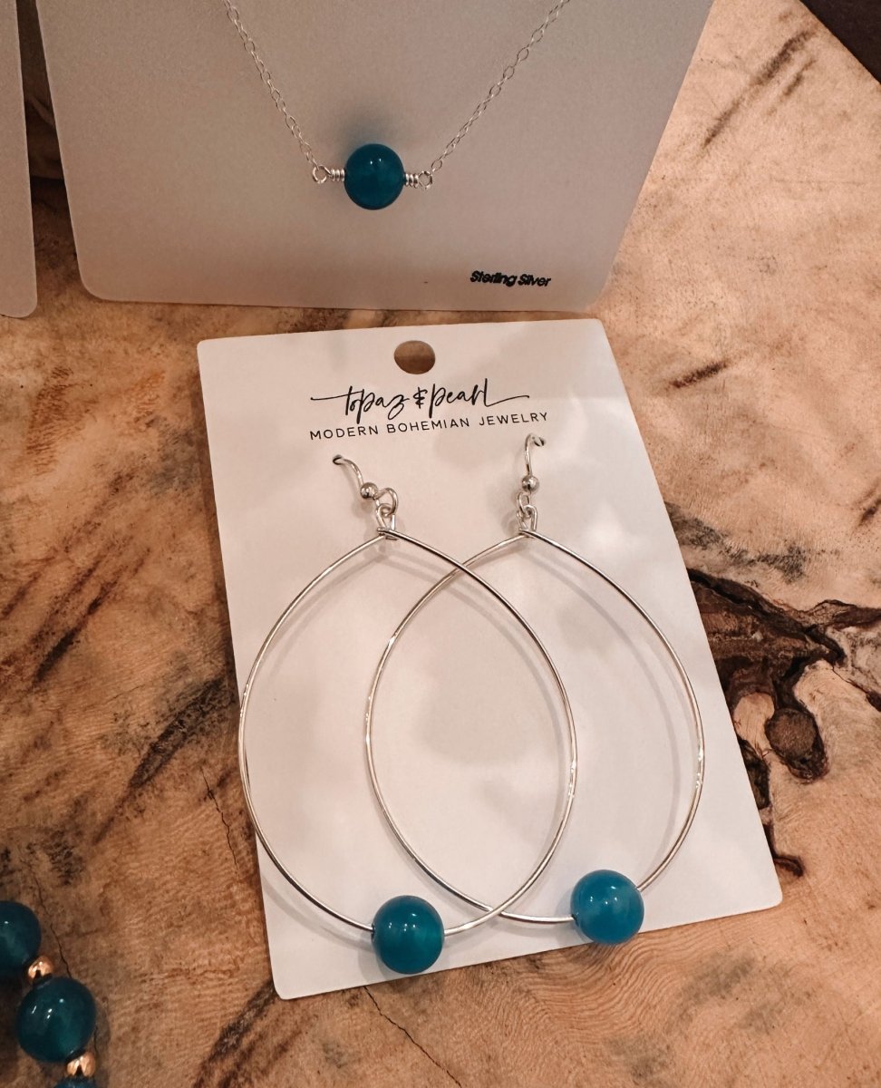 Large Bead Hoops Earrings Bliss Blue - miamidrugpossession