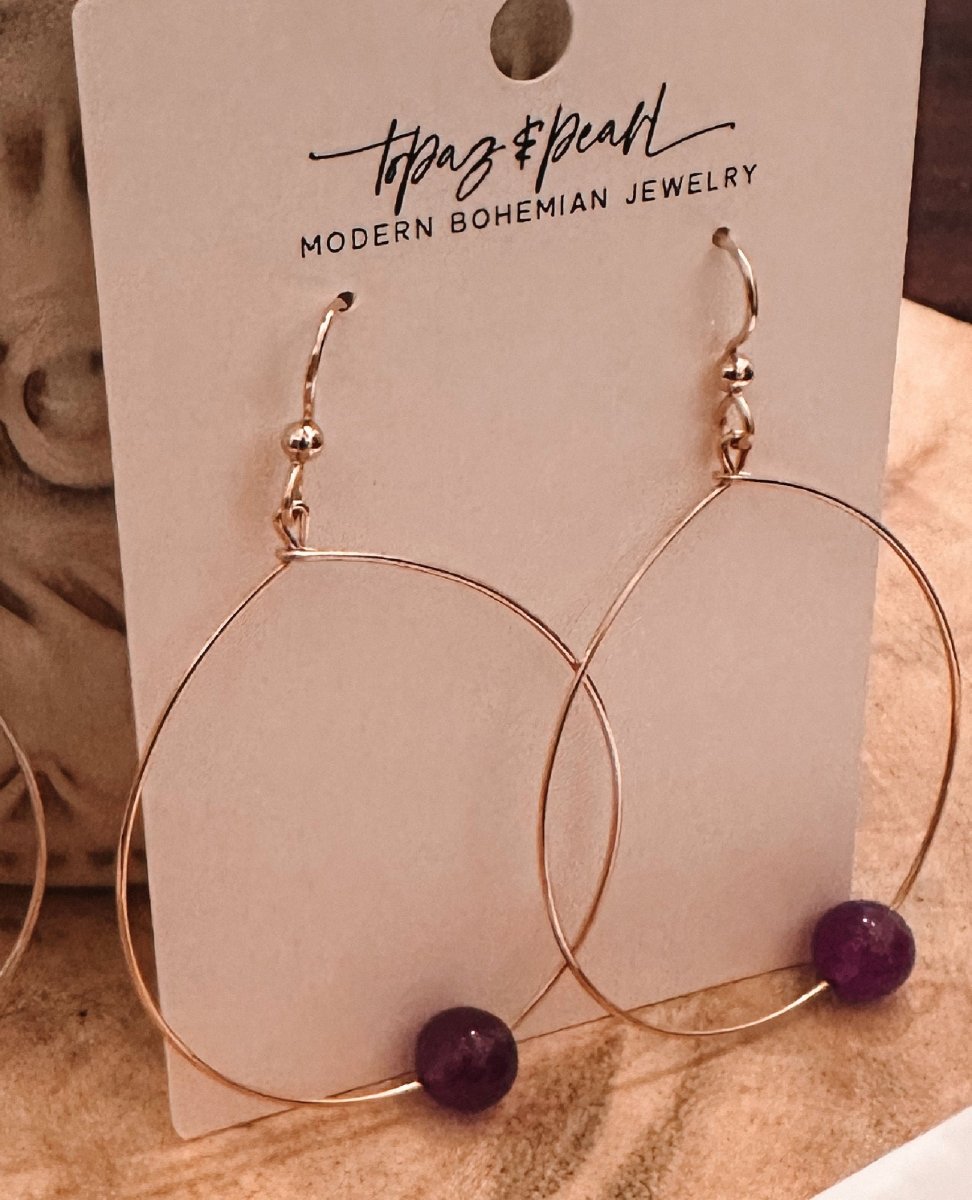 Large Bead Hoops Earrings Orchid Purple - miamidrugpossession