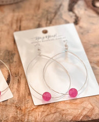 Large Bead Hoops Earrings Punch Pink - PINK ARROWS