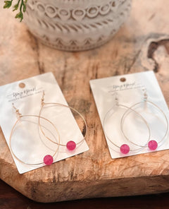 Large Bead Hoops Earrings Punch Pink - clearpathherbicide