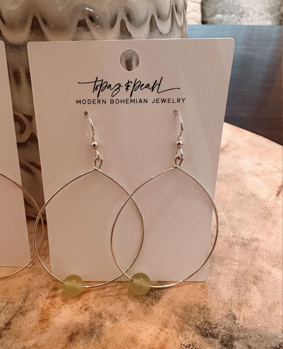 Large Bead Hoops Earrings Spring Green - clearpathherbicide