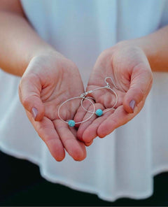 Large Hoop Earrings, Icy Turquoise Blue Silver - clearpathherbicide