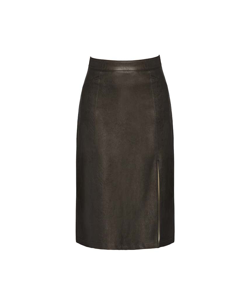 Leather Like Black Midi Skirt - miamidrugpossession