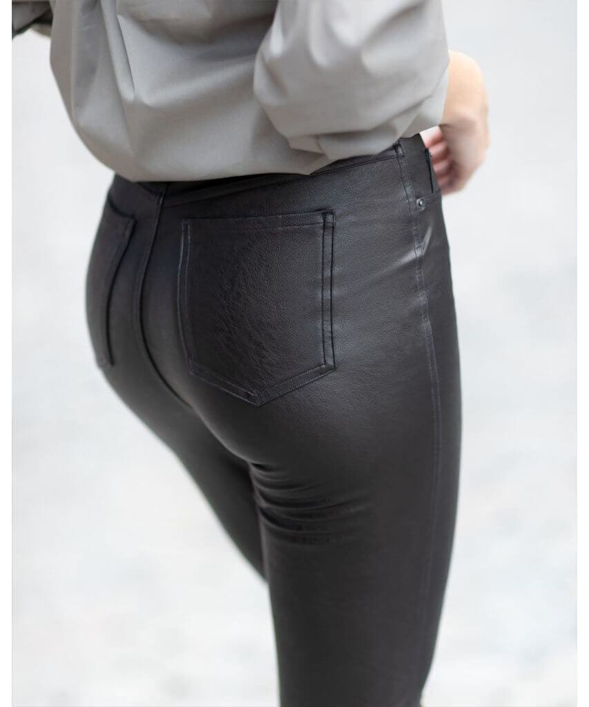 Leather Like Skinny Pant Black - miamidrugpossession