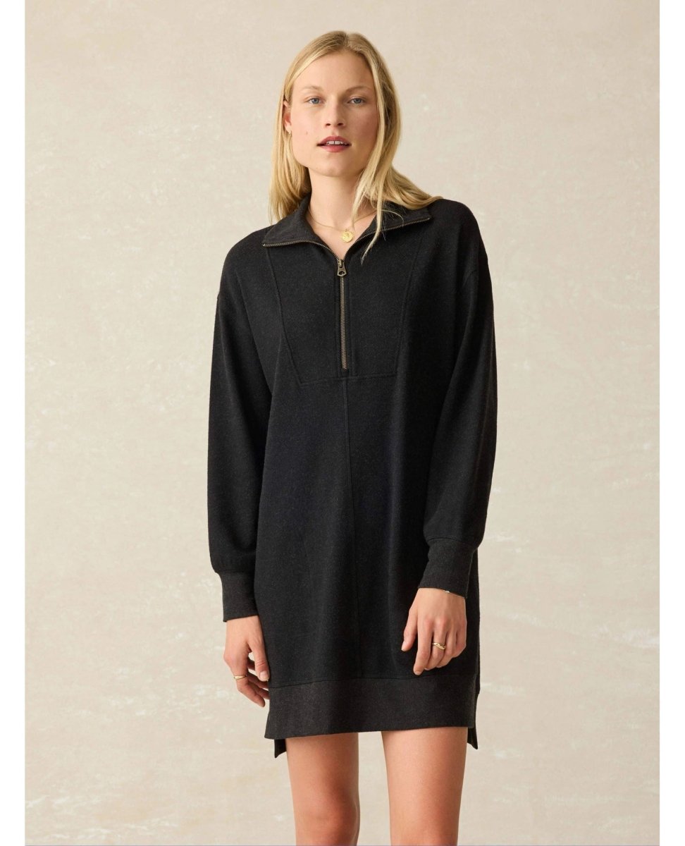 Legend Quarter Zip Dress Heathered Black - PINK ARROWS