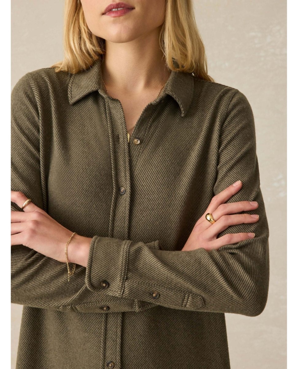 Legend Sweater Dress Olive Melange Twill - clearpathherbicide