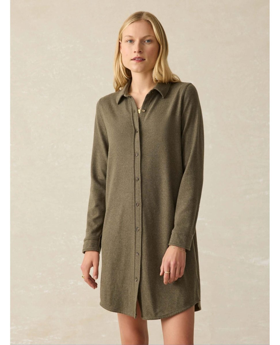 Legend Sweater Dress Olive Melange Twill - clearpathherbicide