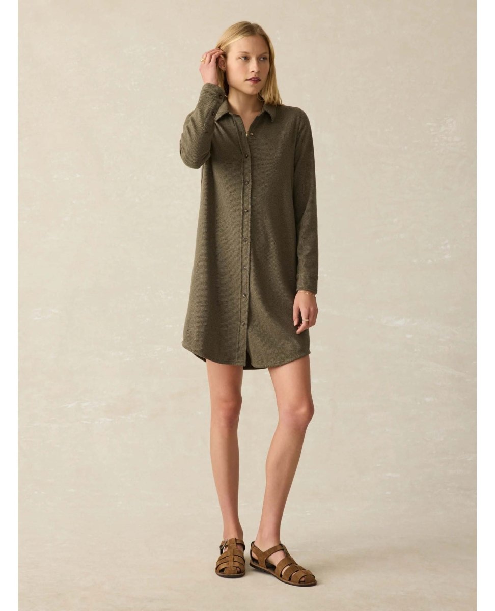 Legend Sweater Dress Olive Melange Twill Restocked - PINK ARROWS