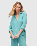 Leo Button Down Aquamarine - miamidrugpossession