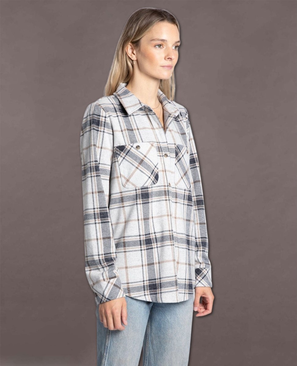 Lewis Long Sleeve Black Brown Plaid - miamidrugpossession