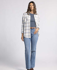 Lewis Long Sleeve Blue Cream Plaid - PINK ARROWS