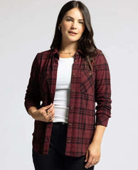 Lewis Long Sleeve Burgundy Plaid - PINK ARROWS