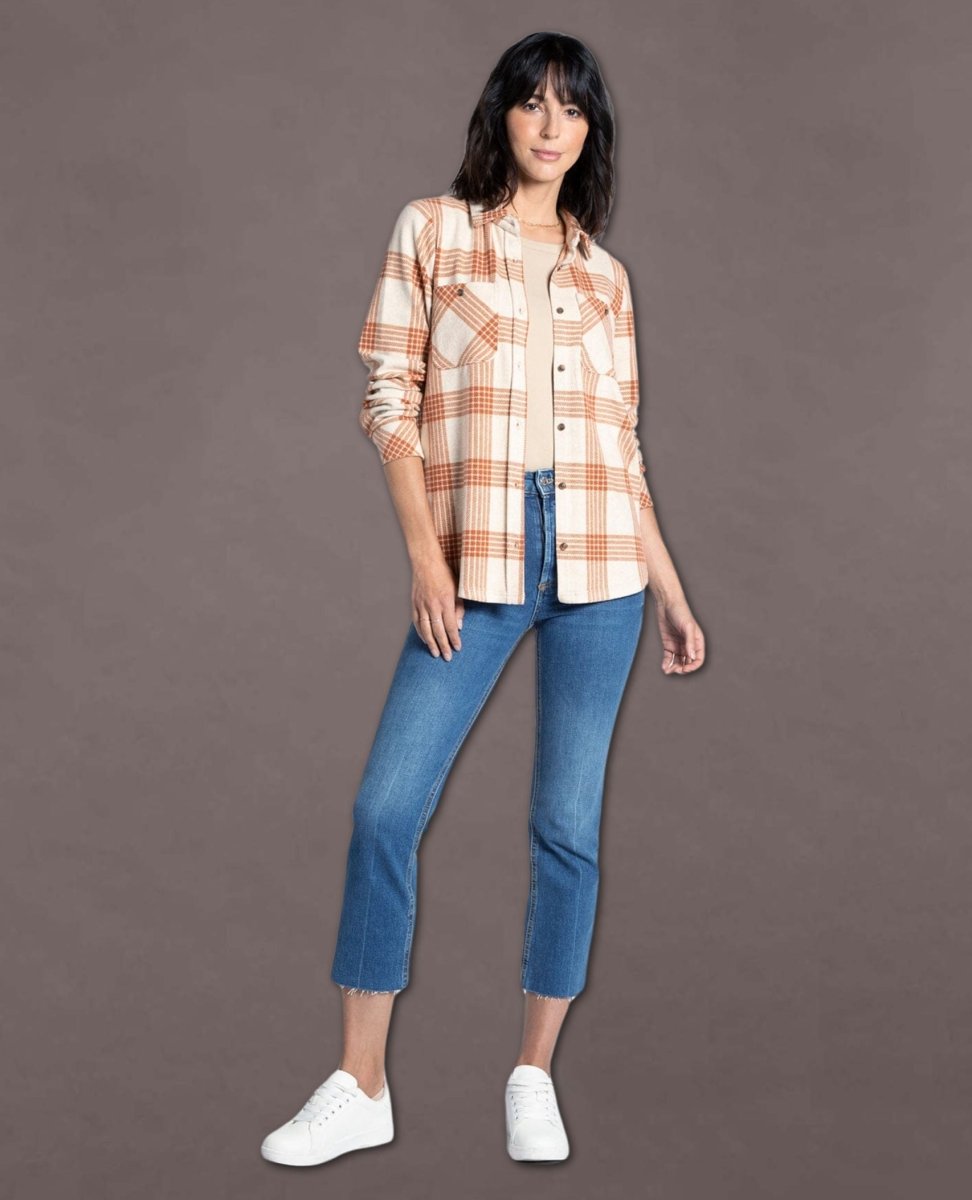 Lewis Long Sleeve Flannel Rusty Ivory Plaid - miamidrugpossession