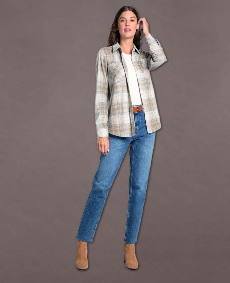 Lewis Long Sleeve White Swan Sage Plaid - miamidrugpossession