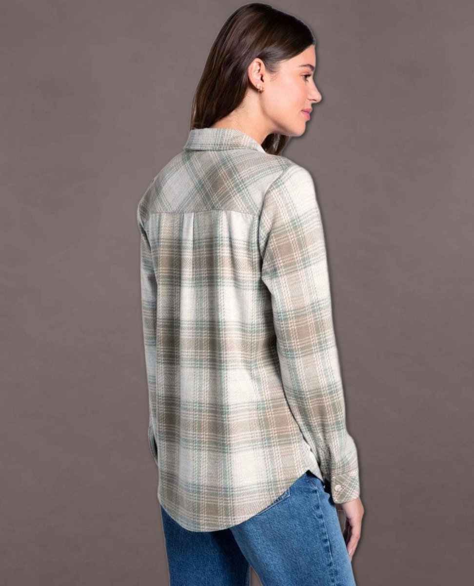 Lewis Long Sleeve White Swan Sage Plaid - miamidrugpossession