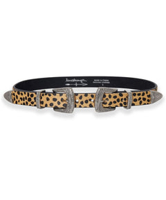 Libby Cheetah Leather Belt - PINK ARROWS