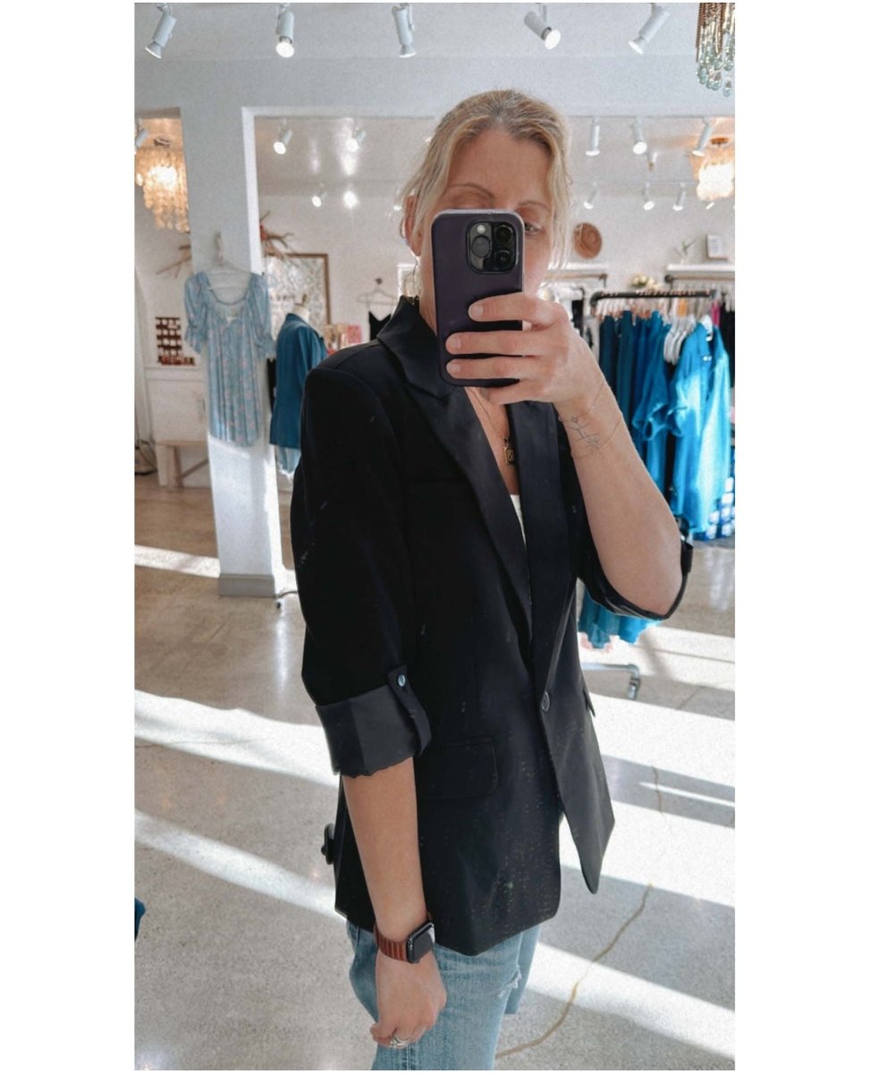 Lizzy Black Tab Sleeve Blazer - miamidrugpossession