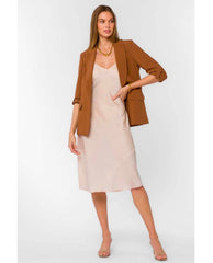 Lizzy Brown Tab Sleeve Blazer - PINK ARROWS