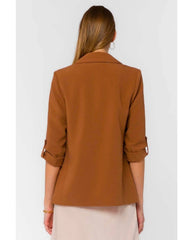 Lizzy Brown Tab Sleeve Blazer - PINK ARROWS