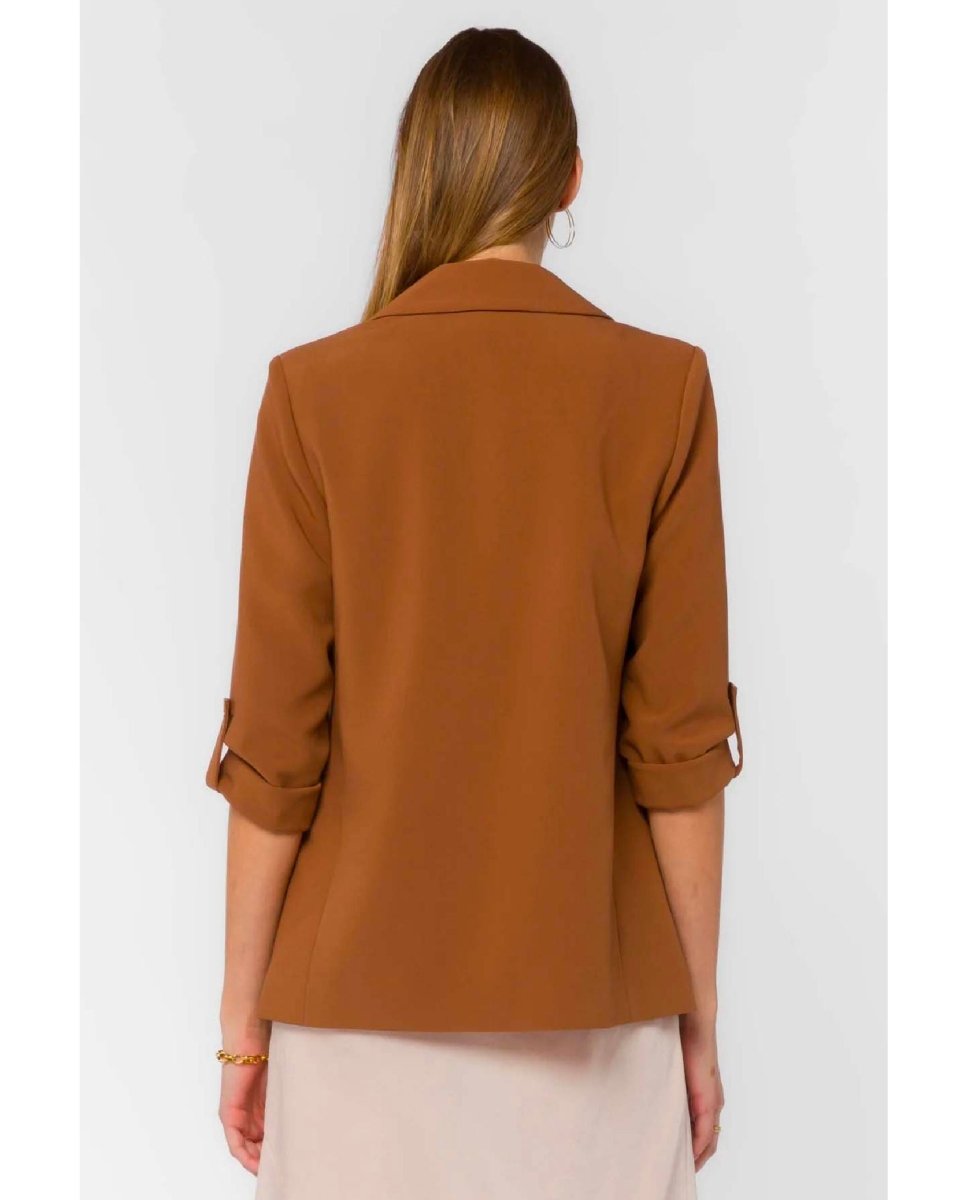 Lizzy Brown Tab Sleeve Blazer - miamidrugpossession