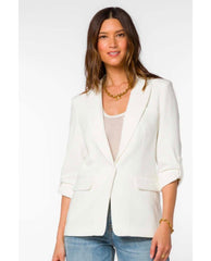 Lizzy White Tab Sleeve Blazer - PINK ARROWS