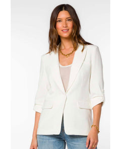 Lizzy White Tab Sleeve Blazer - PINK ARROWS