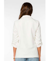 Lizzy White Tab Sleeve Blazer - PINK ARROWS