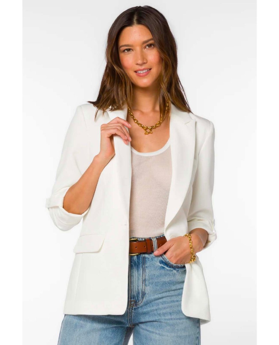 Lizzy White Tab Sleeve Blazer - PINK ARROWS