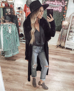 Lombardi Cardi Black with Faux Fur - clearpathherbicide