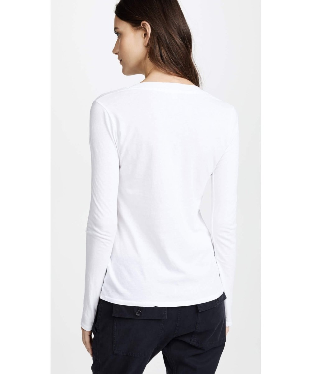 Long Sleeve V - Neck, White - clearpathherbicide