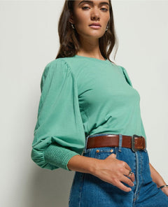 Loren Strong Shoulder Top Green Stone - PINK ARROWS