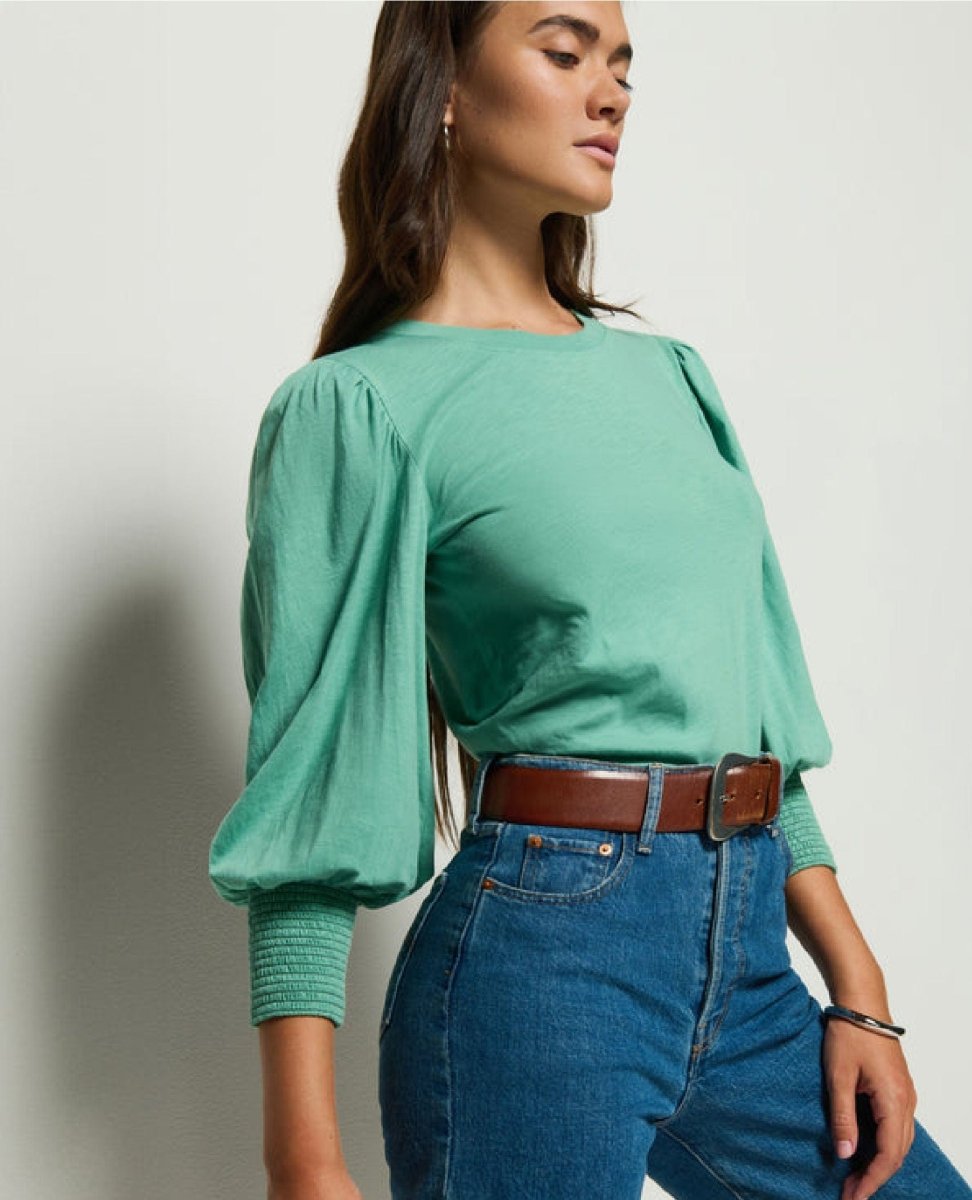 Loren Strong Shoulder Top Green Stone - PINK ARROWS