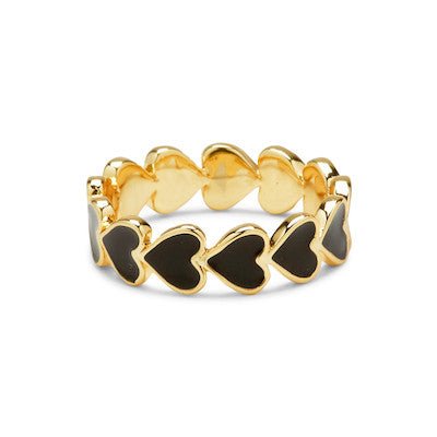 Love Enamel Heart Band Ring Black - clearpathherbicide