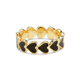 Love Enamel Heart Band Ring Black - miamidrugpossession