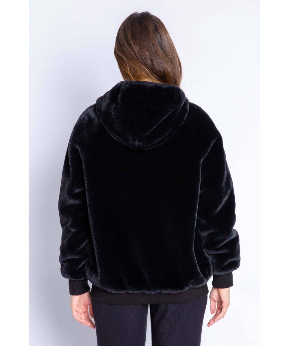 Love Life Fuzzy Black Jacket - miamidrugpossession