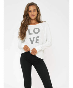 LOVE Long Sleeve Dolman Crew - PINK ARROWS