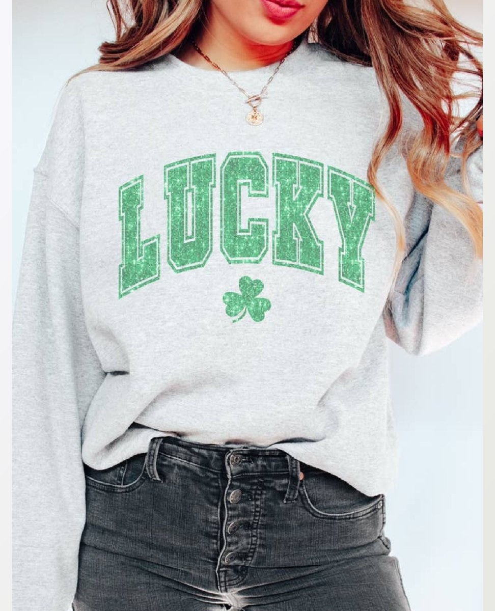 Lucky Clover Sweatshirt Heather Gray - miamidrugpossession