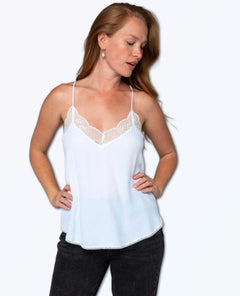 Lura Silky Lace Trim Camisole Chalk - clearpathherbicide