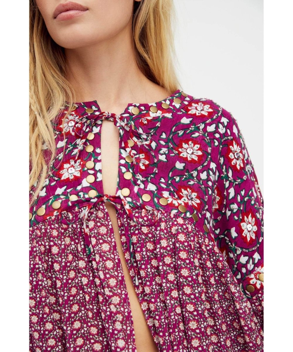 Malia Babydoll Jacket Berry Combo - miamidrugpossession