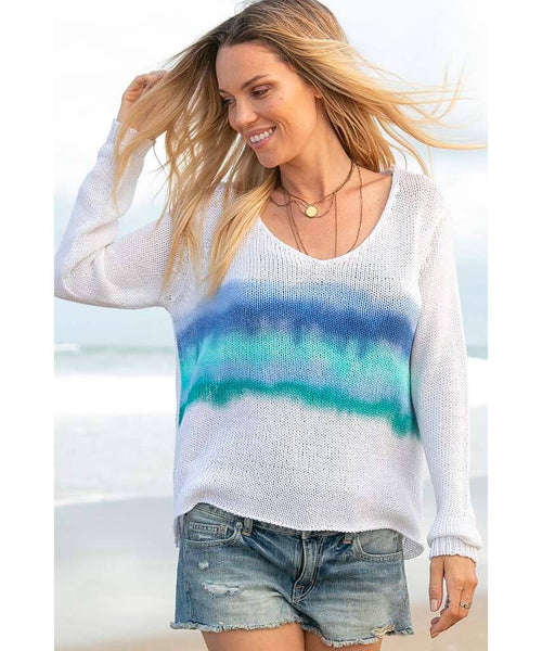 Malibu Beach Stripe Sky Sweater - miamidrugpossession