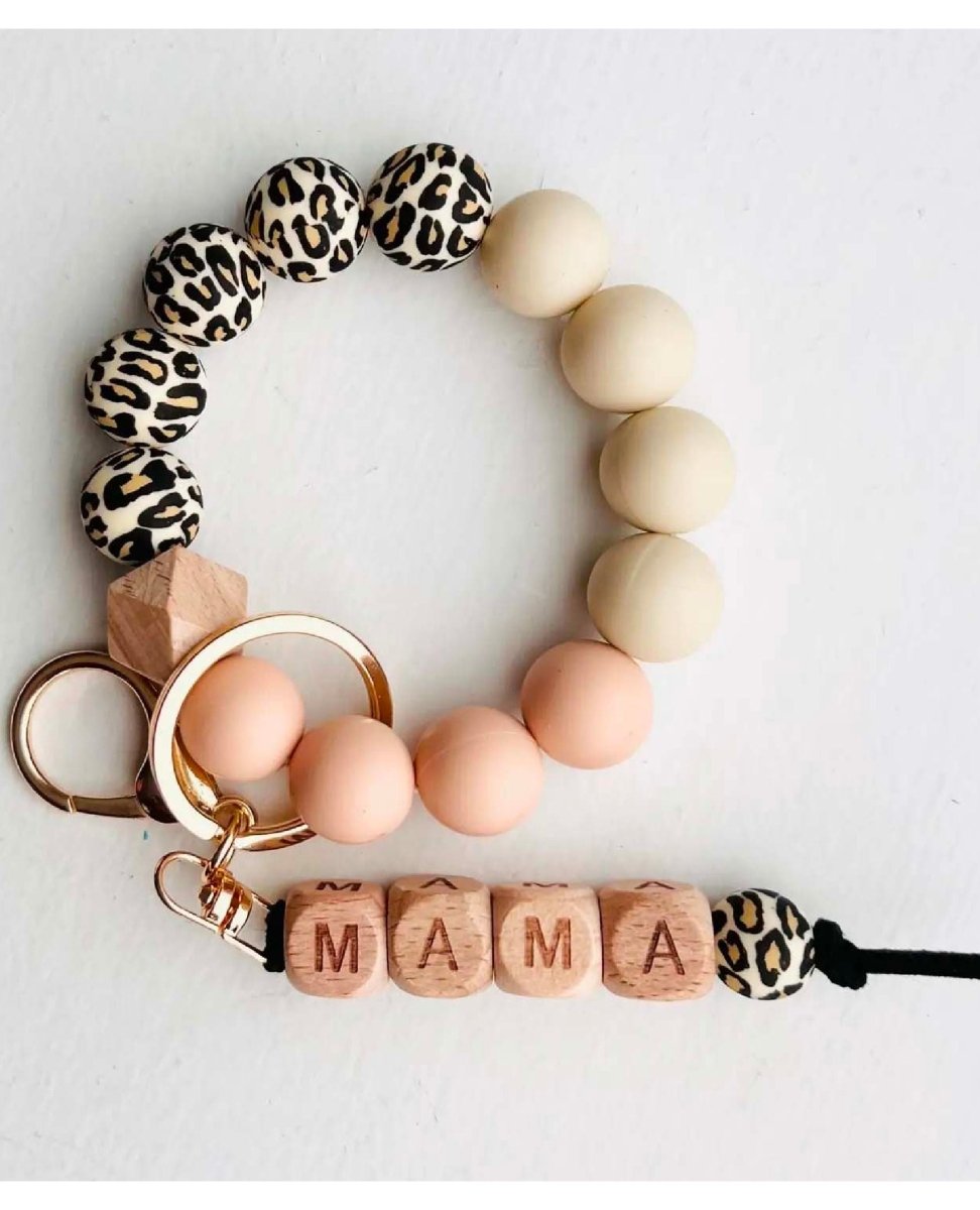 MAMA Bangle Keychain Silicone Keyring Bracelet Leopard - clearpathherbicide