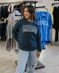 Mama Puff Print Sweatshirt Mineral Navy - PINK ARROWS