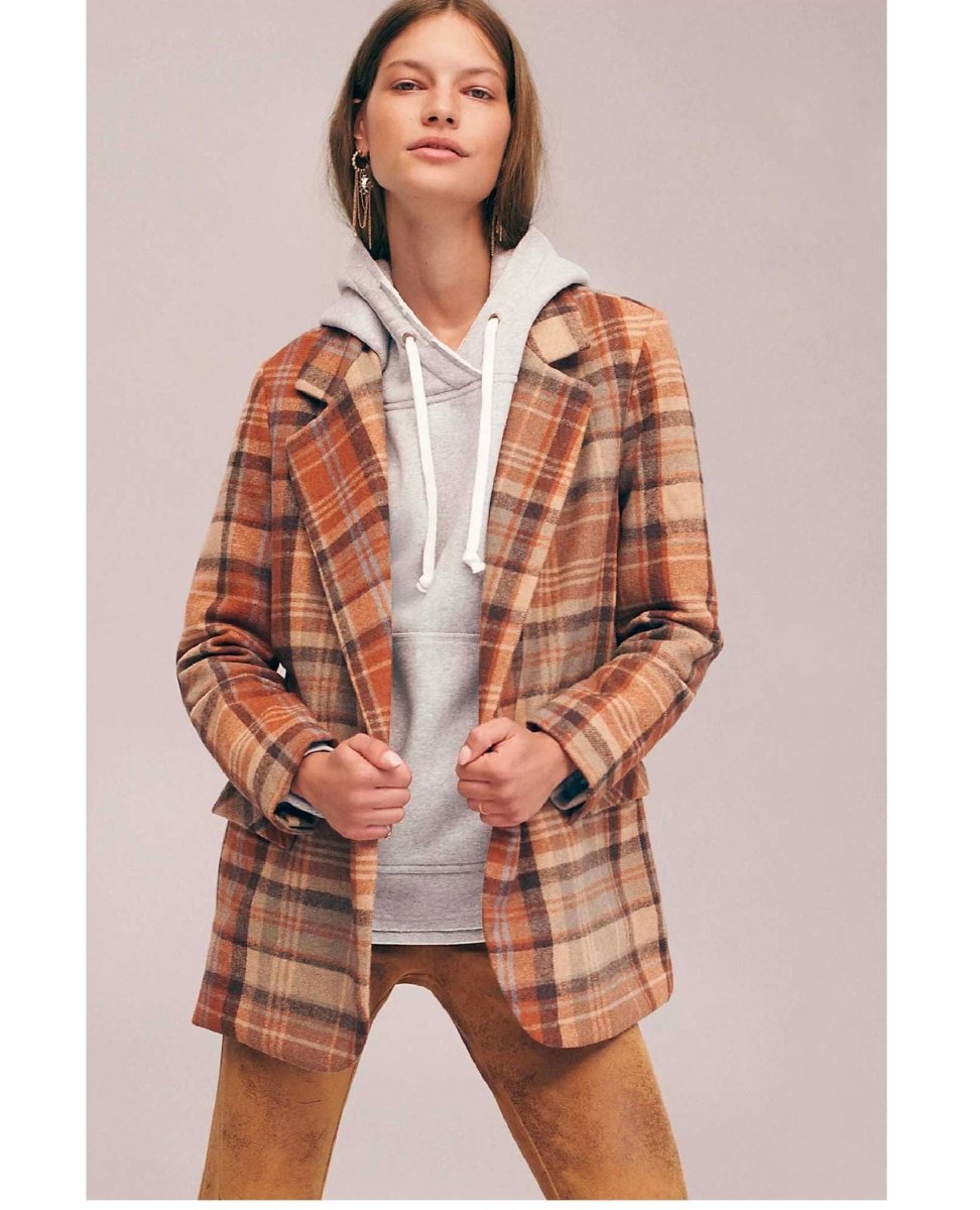 Mari Plaid Blazer Winter Wheat - miamidrugpossession